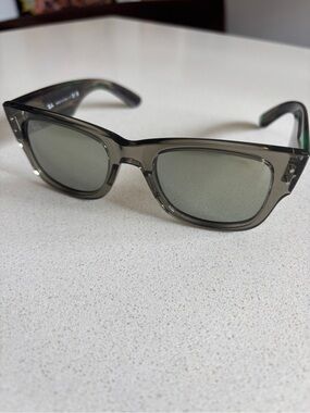 Ray-Ban Transparent Smoke Frame Sunglasses with Green-Tinted Lenses